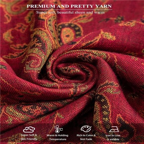 Shawls Wraps Rave Scarf for Women Dark Red - Picture 4 of 7